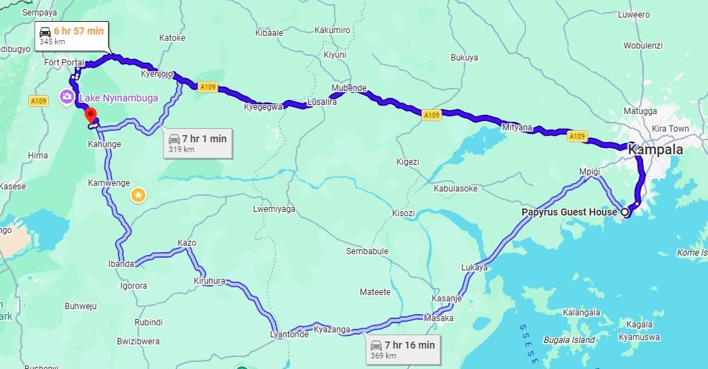 Route Map Uganda Chimpanzee Safari