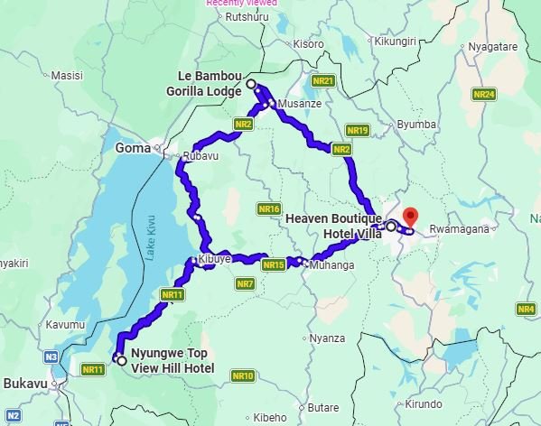 Route of Rwanda Gorilla and Chimpanzee Safari