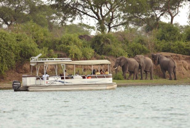 Boat safari on Kazinga Channel during a Uganda wildlife and primate safari