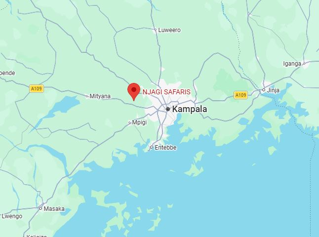 Map showing the location of Njagi Safaris Uganda tour operator serving Uganda and Rwanda safari travellers