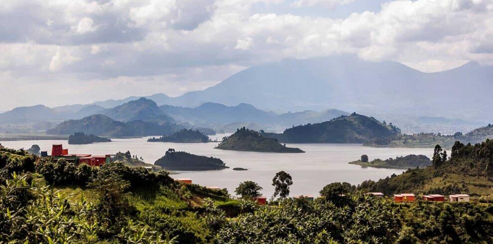 Scenic landscape of Lake Mutanda highlighting Uganda and Rwanda safari destinations