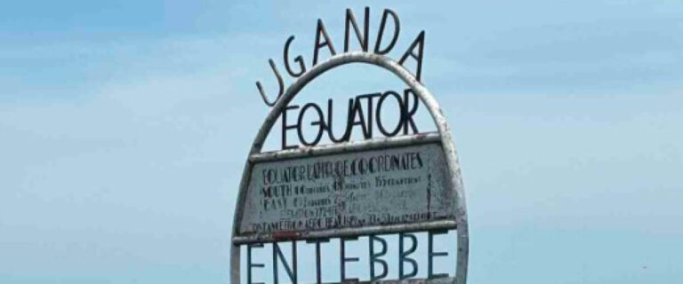The Equator marker on Lake Victoria near Entebbe, Uganda, a popular visitor attraction.