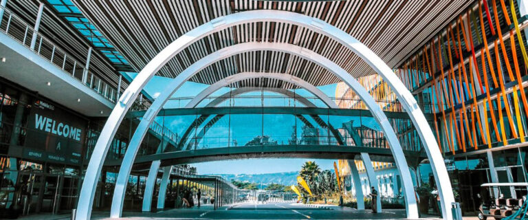 Modern Kigali city skyline featuring the Kigali Convention Centre in Rwanda’s vibrant capital city.