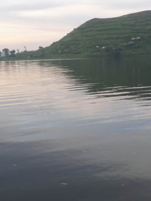 Scenic view of Lake Bunyonyi surrounded by terraced hills in the Kigezi region of southwestern Uganda.