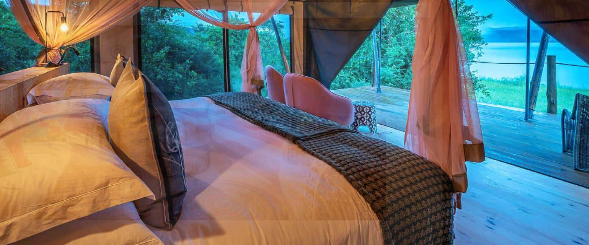 Elegant luxury tent at Magashi Camp featured in the Njagi Safaris Signature Collection overlooking Akagera National Park