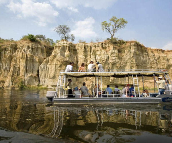 Boat safari along the Kazinga Channel in Queen Elizabeth National Park, Uganda