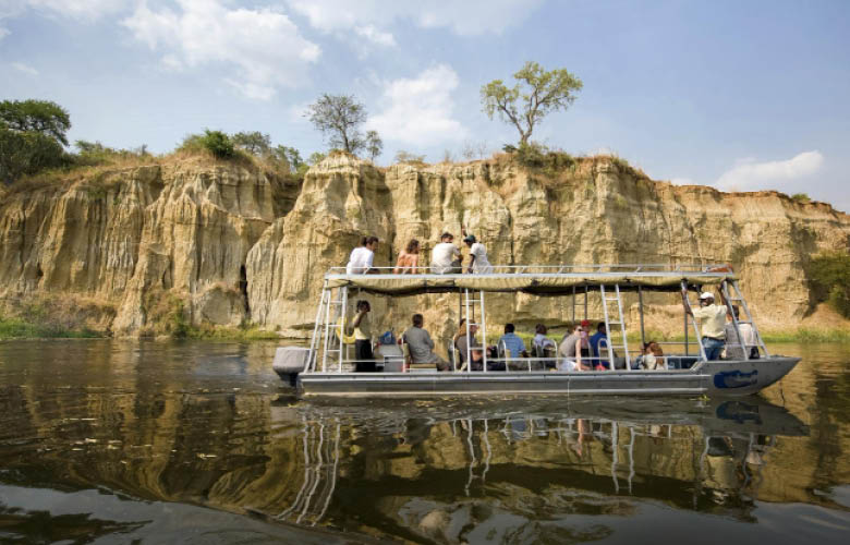Boat safari along the Kazinga Channel in Queen Elizabeth National Park, Uganda