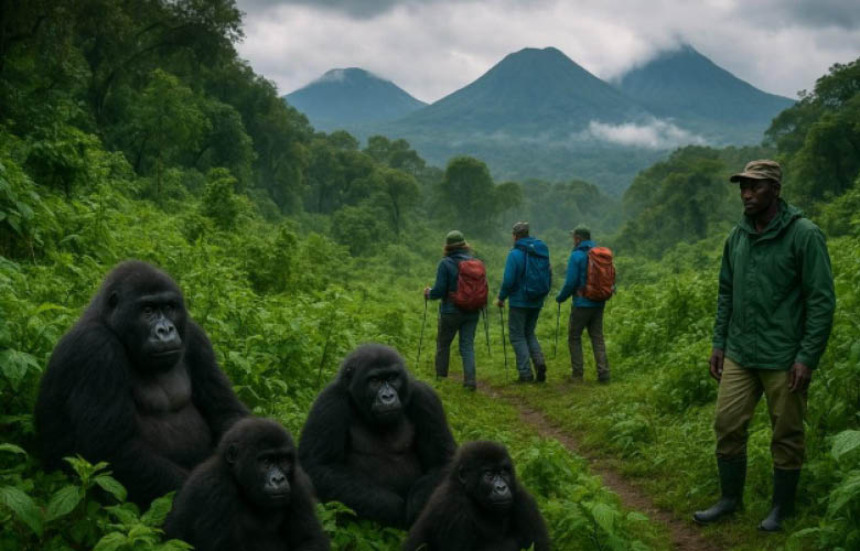 Mountain gorilla in Volcanoes National Park during a Rwanda gorilla trekking experience