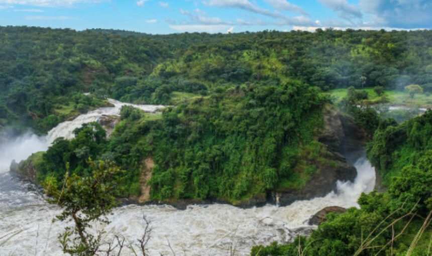 The River Nile flowing through Murchison Falls National Park in Uganda.