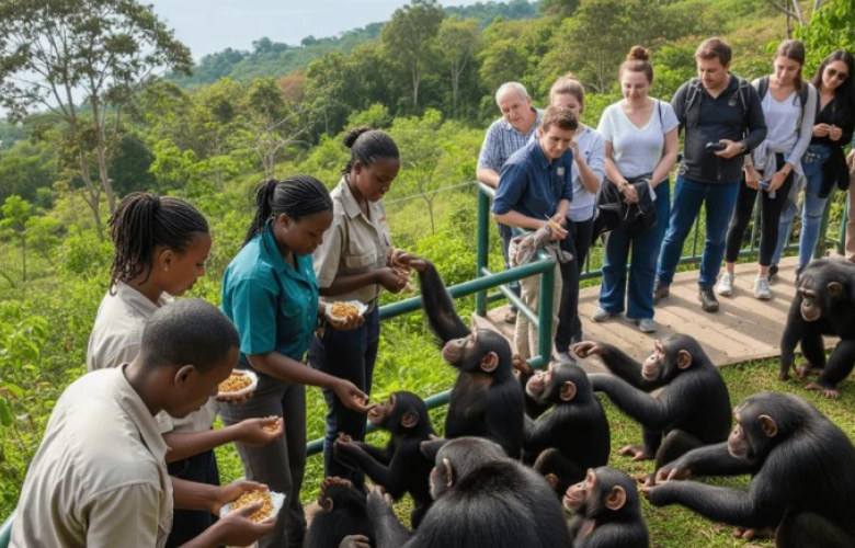 Chimpanzee experience at Ngamba Island in Uganda
