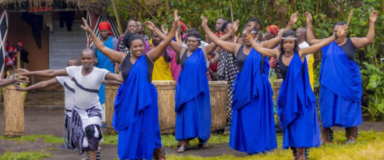 Traditional dancers performing during a cultural experience in Rwanda
