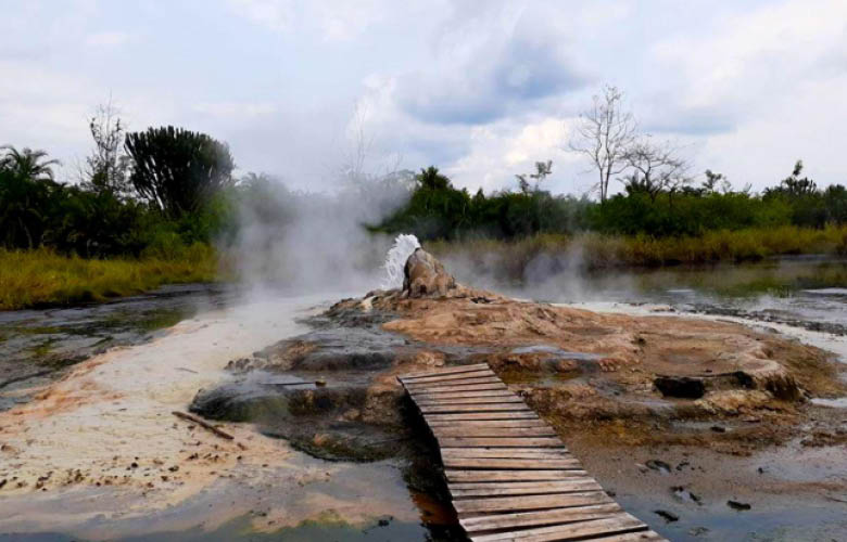 Steaming Sempaya Hot Springs in Semuliki National Park, Uganda