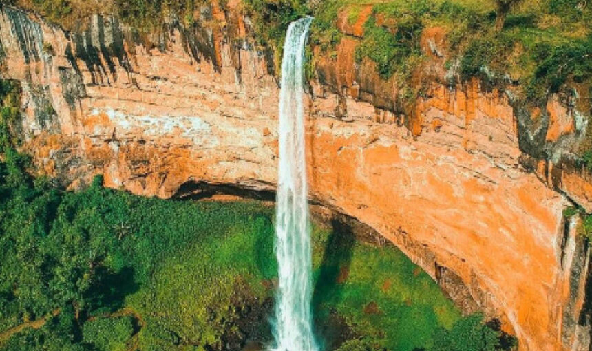 Sipi Falls cascading down the slopes of Mount Elgon in eastern Uganda