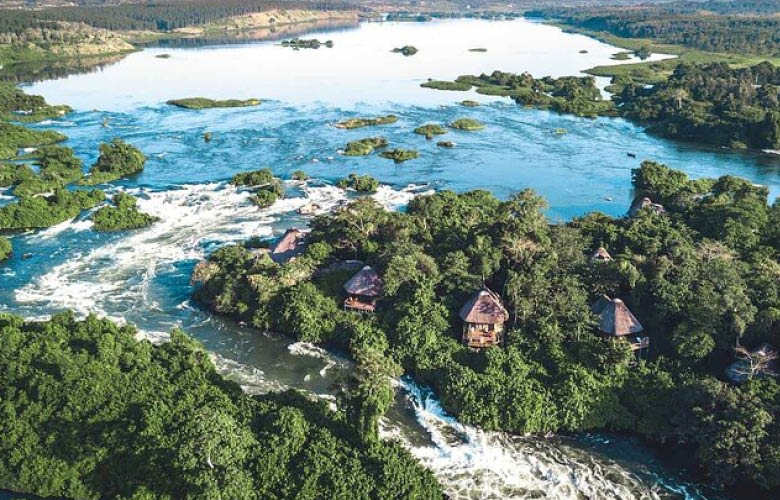 Source of the Nile in Jinja surrounded by lush landscapes and the River Nile