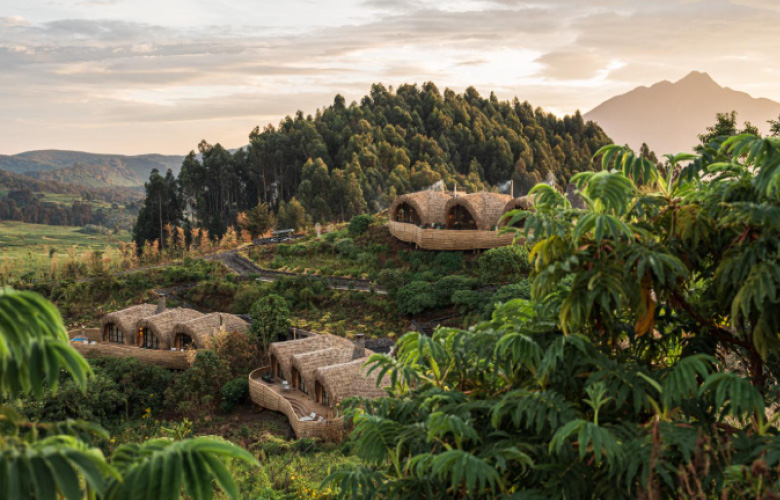 Luxury Safari in Uganda and Rwanda with exclusive lodge accommodation and mountain views
