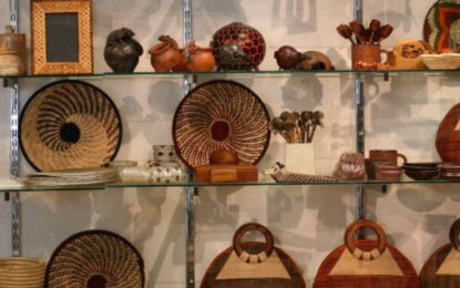 Traditional crafts displayed during a craft workshop in Uganda