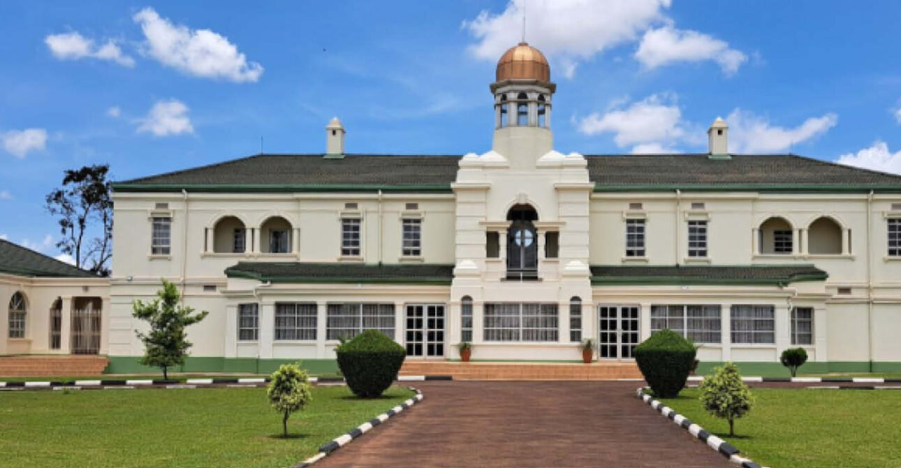 Aerial view of Kabaka's Palace at Mengo in Kampala, a historic royal residence of Buganda Kingdom.
